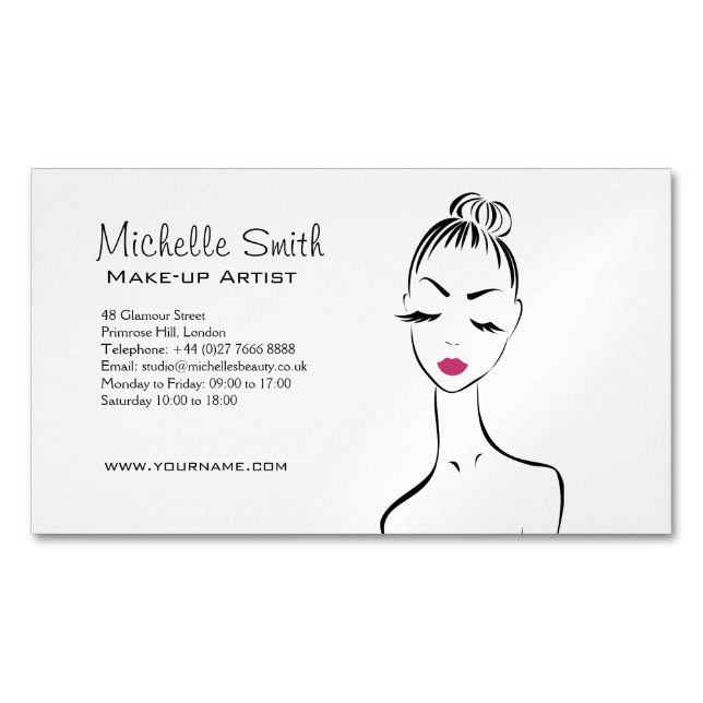 Lovely pink lips make up artist  branding 	Magnetic business card (Front)