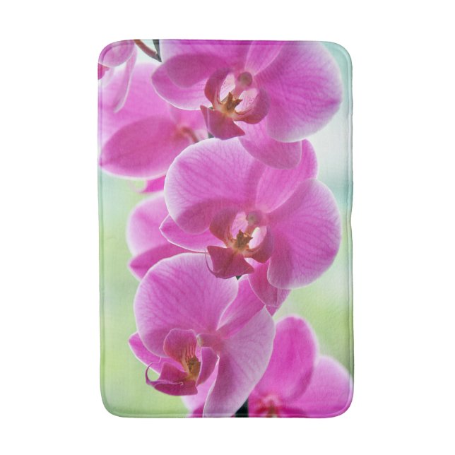 Lovely Pink Orchids Bath Mat (Front Vertical)