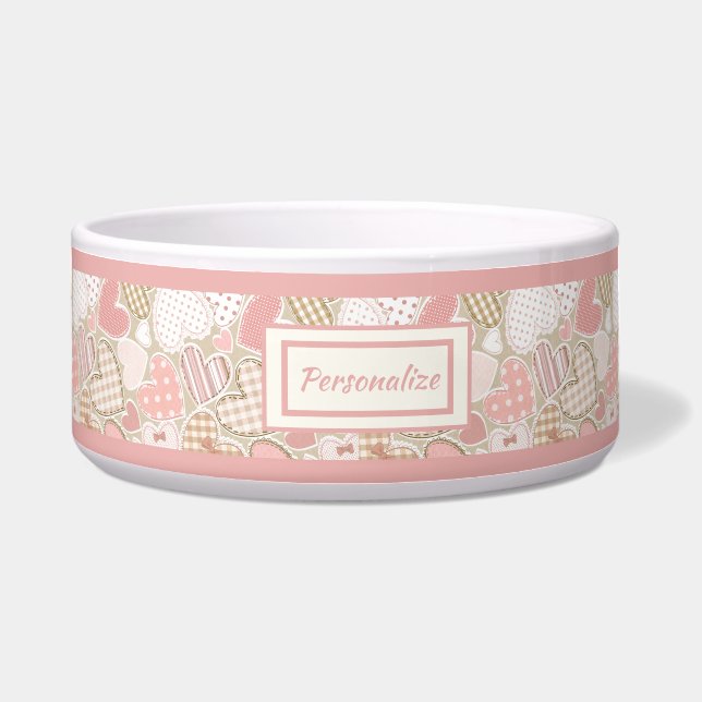 Lovely Pink Patchwork Quilt Heart Pattern Cat Dog (Front)