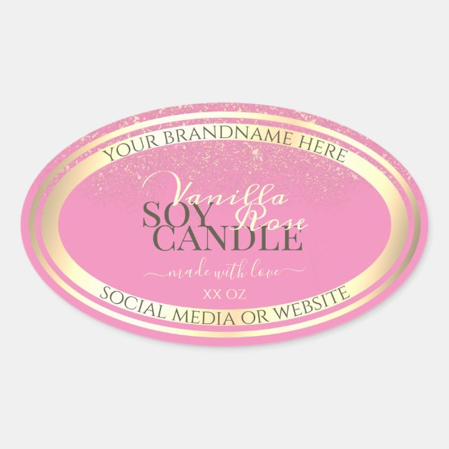 Lovely Pink Product Packaging Labels Gold Frame (Front)
