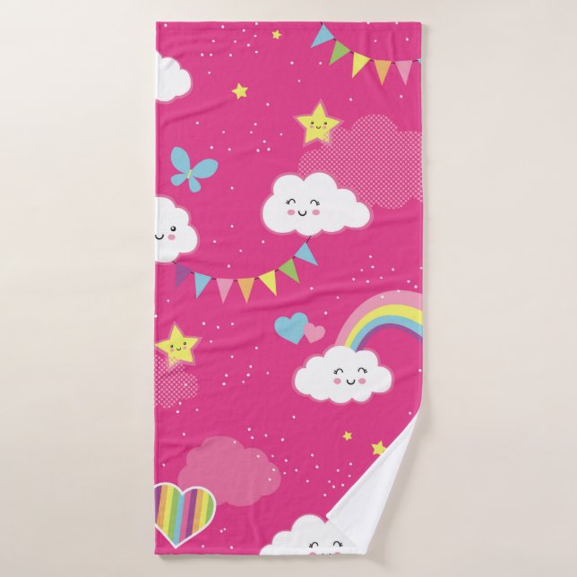 Lovely Pink Rainbow Sky repeating pattern. A seaml (Serviette de bain)