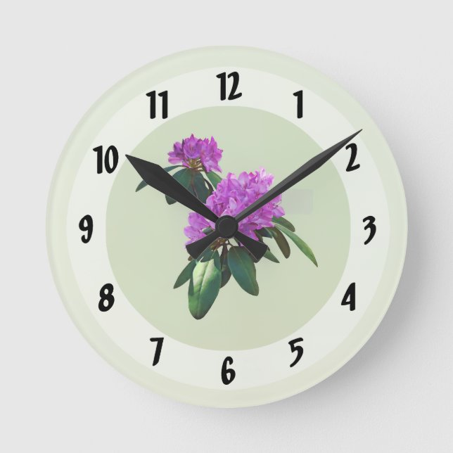 Lovely Pink Rhododendrons Round Clock (Front)