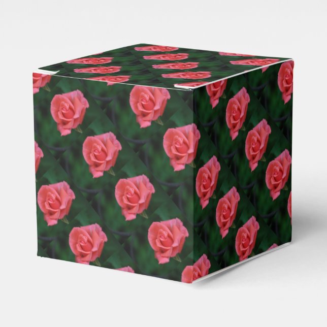 Lovely Pink Rose Favor Box (Front Side)