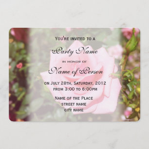 Lovely pink rose flower all party invitations
