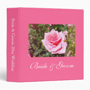 lovely pink rose flower bride, groom wedding binder