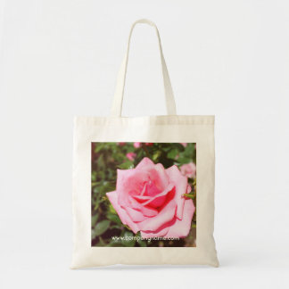 lovely pink rose flower with sweet hearts tote bag