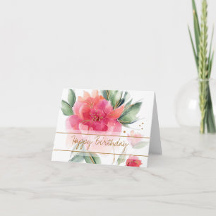 Lovely pink rose watercolor floral card