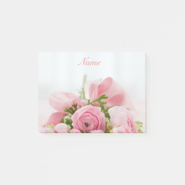 Lovely Pink Roses Post-it Notes (Front)