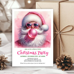 Lovely pink santa chewing gum watercolor invite