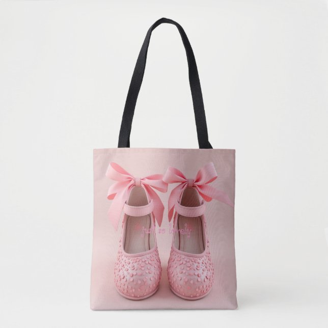 lovely pink shoes tote bag (Front)