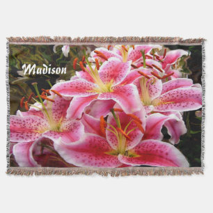 Lovely Pink Stargazer Lilies  Sherpa Blanket