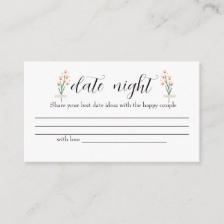 Lovely Pink Wildflower Date night ideas. Date jar Enclosure Card