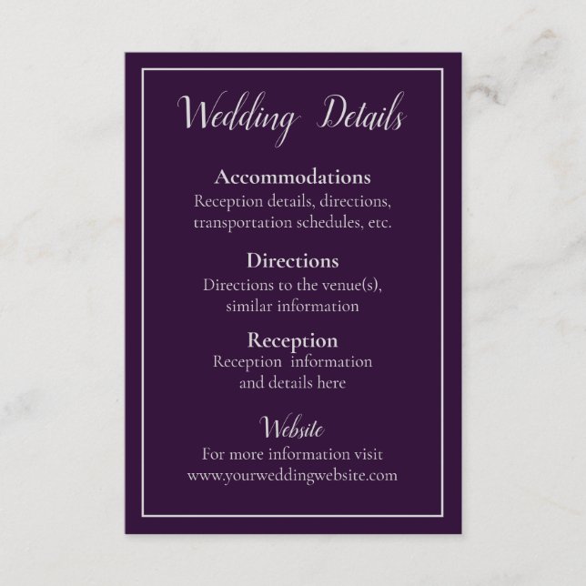 Lovely Plum and Silver Enclosure Card (Front)