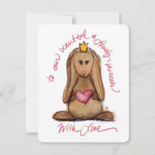 Lovely Princess Cute Bunny Rabbit Flat Notecard