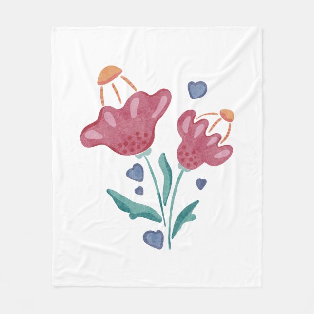 Lovely Psychedelic Flowers Fleece Blanket (Front)