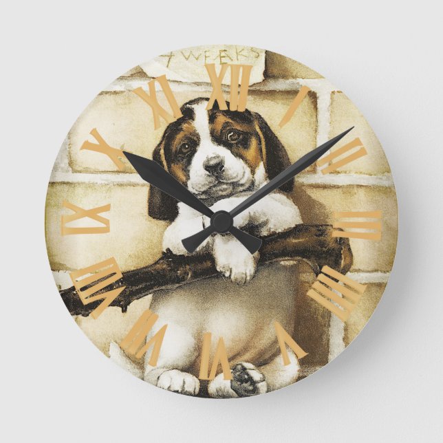 Lovely Puppy  Round Clock (Front)