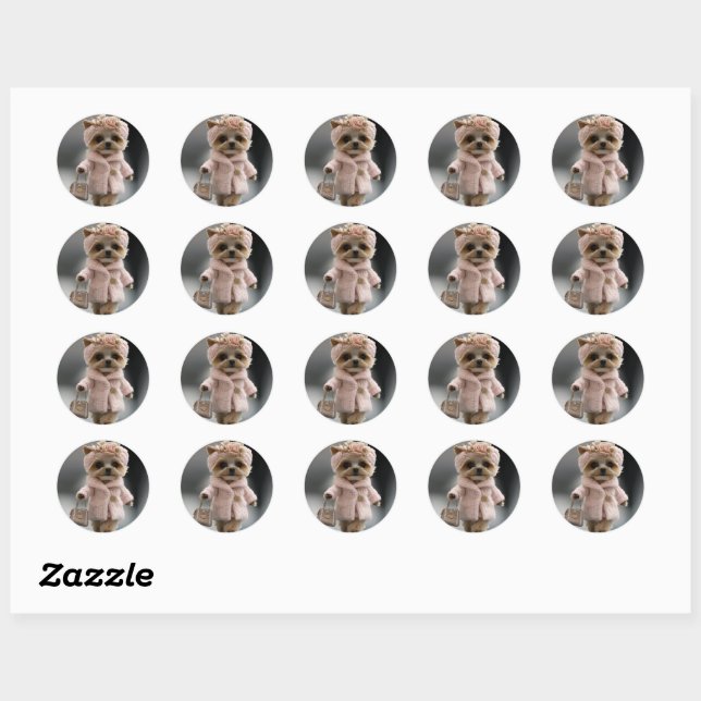 Lovely puppy round stickers (Sheet)