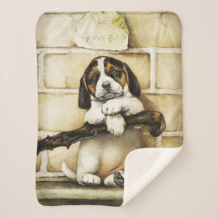 Lovely Puppy Sherpa Blanket