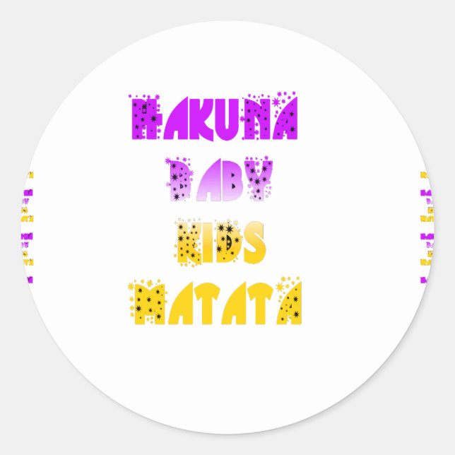 Lovely Purple and Yellow Hakuna Matata Baby Kids G Classic Round Sticker (Front)
