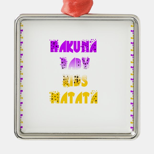 Lovely Purple and Yellow Hakuna Matata Baby Kids G Metal Ornament (Front)
