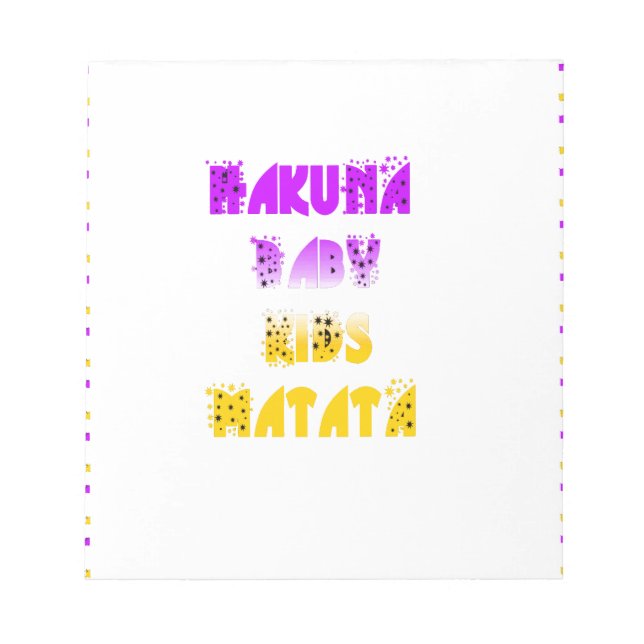 Lovely Purple and Yellow Hakuna Matata Baby Kids G Notepad (Front)