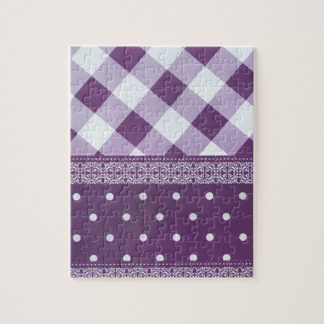 Lovely Purple checkered Damask Seamless Pattern Jigsaw Puzzle (Vertical)
