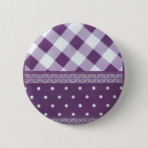 Lovely Purple chequered Damask Seamless Pattern 2 Inch Round Button