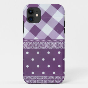 Lovely Purple chequered Damask Seamless Pattern iPhone 11 Case