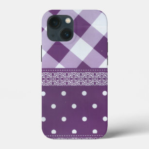 Lovely Purple chequered Damask Seamless Pattern iPhone 13 Mini Case