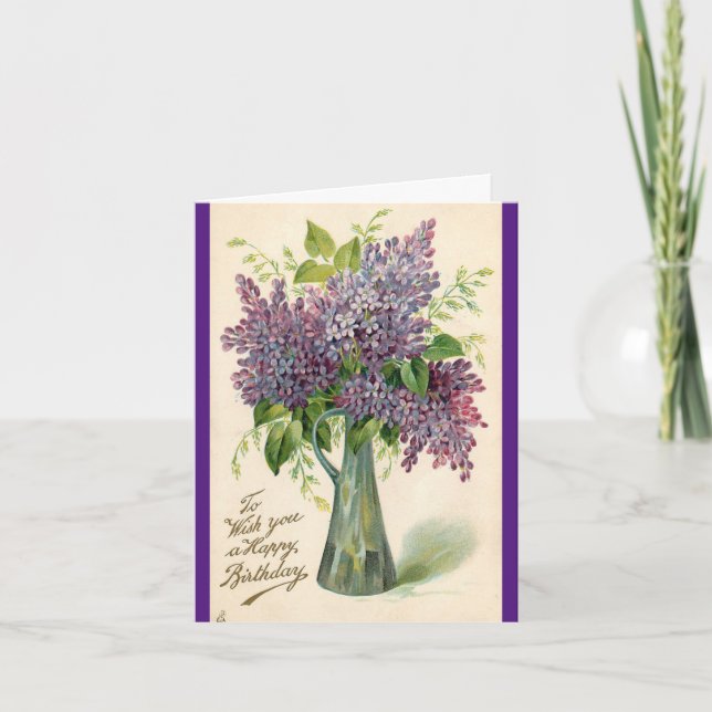 Lovely Purple Flowers Birthday Greeting Card (Front)