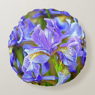 Lovely Purple Irises in May Round Pillow