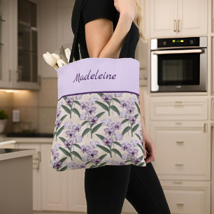 Lovely Purple Lilacs on Vintage Ecru Tote Bag
