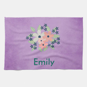 Lovely purple parchment with flowers kitchen towel
