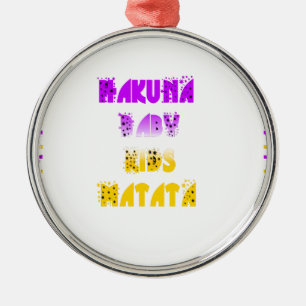 Lovely Purple & Yellow Hakuna Matata Baby Kids Gra Metal Ornament