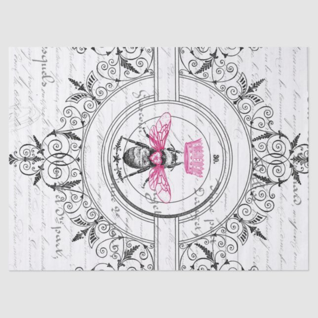 Lovely Queen Bee Decoupage Tissue Paper (Front)