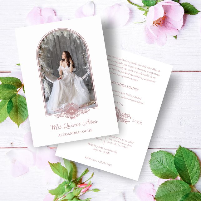 Lovely Quinceañera Spanish Stilysh Pink Arch Invitation (Creator Uploaded)