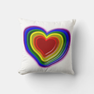 lovely rainbow heart throw pillow