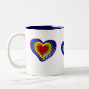 lovely rainbow heart Two-Tone coffee mug