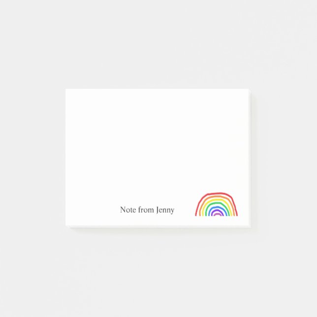 Lovely Rainbow Illustration Custom Name Post-it Notes (Front)