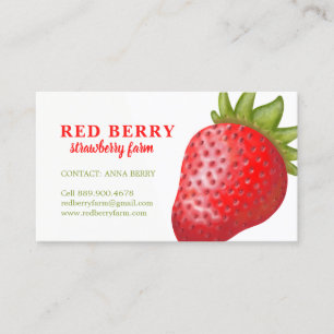 Lovely Realistic Fresh Strawberry Farm Graphic Calling Card