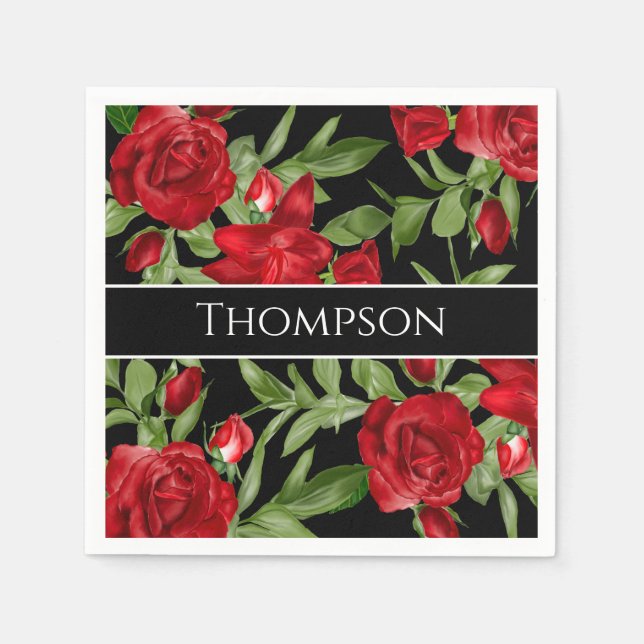 Lovely Red and Black Custom  Napkin (Front)