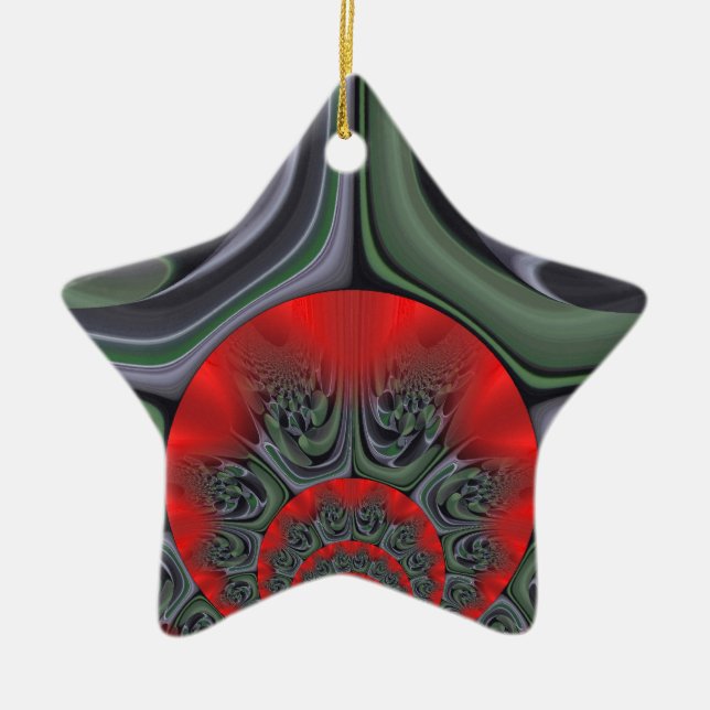 Lovely Red Aurora Art Print Ceramic Ornament (Front)