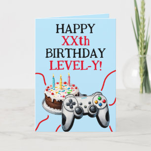 Lovely Red & Blue Game Controller Cake Birthday Card