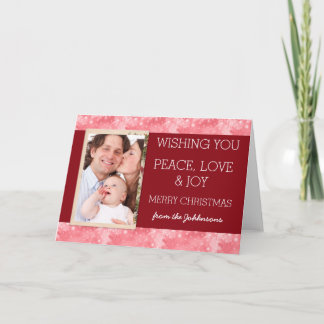 Lovely Red Family Photo Christmas Greeting Holiday Card