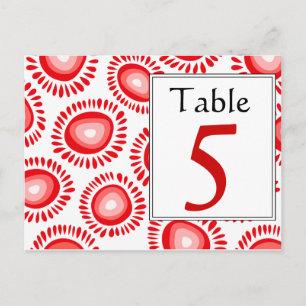 Lovely red funky flower Table Number Postcard