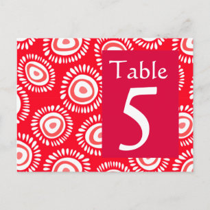 Lovely red funky flower Table Number Postcard