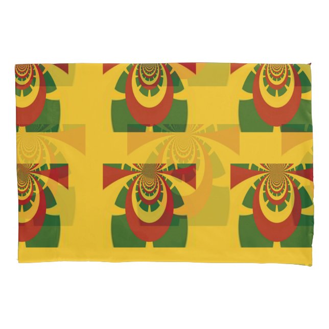 Lovely Red Golden Green  Latest Design Queen Size  Pillowcase (Front-Left)