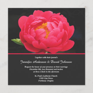 Lovely Red Peony Wedding Invitation