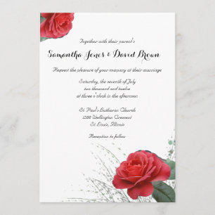Lovely Red Rose Custom Wedding Invitation