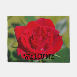 Lovely Red Rose Door Mat